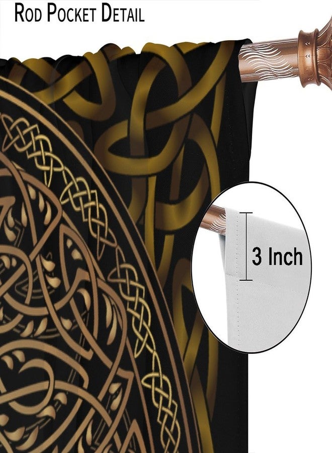 KANEPE Viking Curtains, Black Gold Tree of Life Crow Totem Window Treatments, Rod Pocket Thermal Insulated Drapes 2 Panel Sets for Bedroom Living Room Kitchen, 42" W x 45" L【Decor】 - Image 4